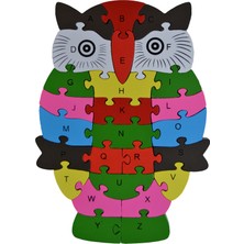 Original Buotique Ahşap  İngilizce Harfler  Rakamlar Eğitici Lucky Owl Şanslı Baykus Puzzle