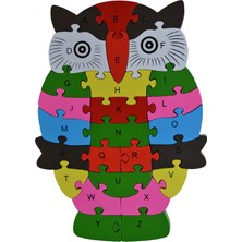 Original Buotique Ahşap  İngilizce Harfler  Rakamlar Eğitici Lucky Owl Şanslı Baykus Puzzle