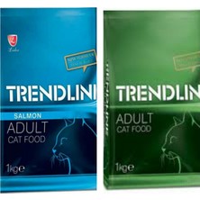 Trendline Somonlu ve Tavuklu Yetişkin Kedi Maması + Reflex Stick 5 gr + Reflex Konserve Mama