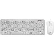 Everest KM-01K Beyaz USB Yuvarlak Tuşlu 3D Mouse Combo LC Layout Klavye + Mouse Set