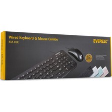 Everest KM-01K Pembe USB Yuvarlak Tuşlu 3D Mouse Combo LC Layout Klavye + Mouse Set