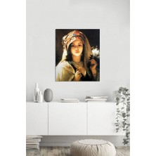 Tablosan Yağlı Boya Beyaz Leylaklı Türk Kızı Jean Portales Kanvas Tablo