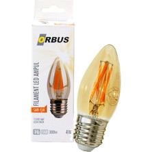 Orbus Dekoratif Rustik Mum Ampul E-27 Amber 4 W