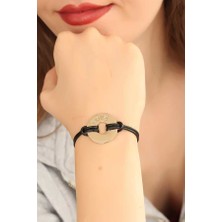 Clariss Love (Aşık) Siyah Deri Ipli Unisex Mood Bileklik