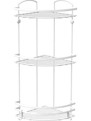 Tekno-tel 3 KATLI KANCALI BANYO KÖŞE RAFI MAT BEYAZ LM009H