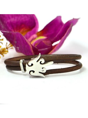 Yeni Sezon Çelik Detaylı Kahverengi Deri Erkek Bileklik