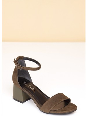 Pierre Cardin Kadın Topuklu Ayakkabı-Haki Suet