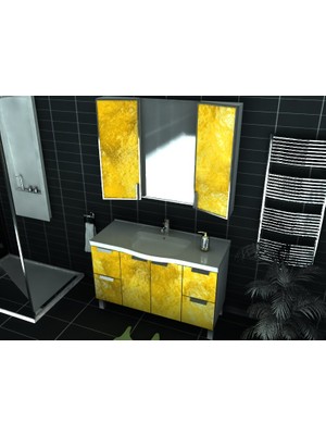 Artila Işıklı Kapaklı Lav Seramik Lavabolu Aynalı Banyo Dolabı 120 x 200 cm