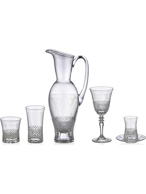 Kcd Cam Dekor Di̇zayn Antik Sade 61 Parça Su Takımı