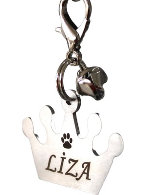 Dekoliva Metal Kedi Köpek Künyesi Kral Tacı Paslanmaz Çelik Kedi Isimlik