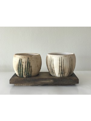 Topsan Ahşap Standlı Çiçeklik Beyaz 2'li