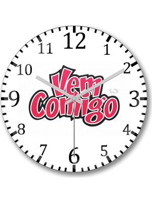 Baskı Dükkanı Vem Comigo Duvar Saati Bombeli Gercek Cam