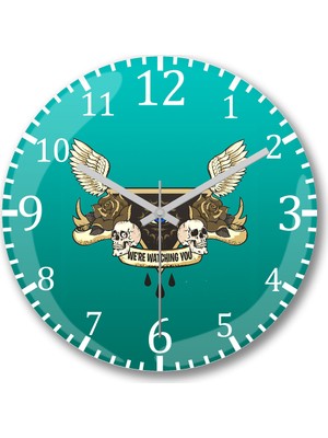 Baskı Dükkanı Watchin'u Duvar Saati Bombeli Gercek Cam