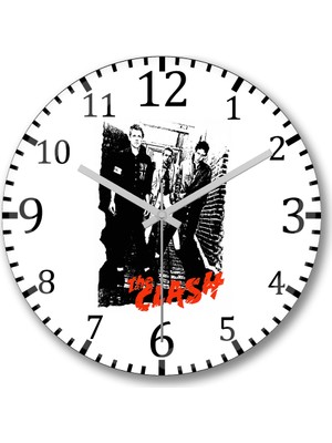 Baskı Dükkanı The  Clash Duvar Saati Bombeli Gercek Cam