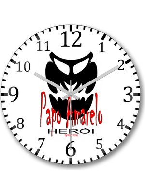 Baskı Dükkanı Papo Amarelo Heroi Duvar Saati Bombeli Gercek Cam