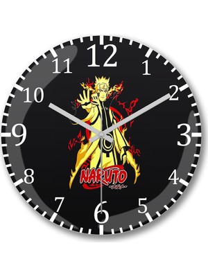 Baskı Dükkanı Naruto Duvar Saati Bombeli Gercek Cam