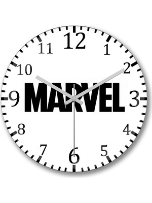 Baskı Dükkanı Marvel  Duvar Saati Bombeli Gercek Cam