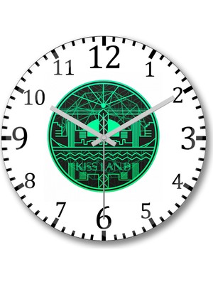 Baskı Dükkanı Kiss Land Duvar Saati Bombeli Gercek Cam