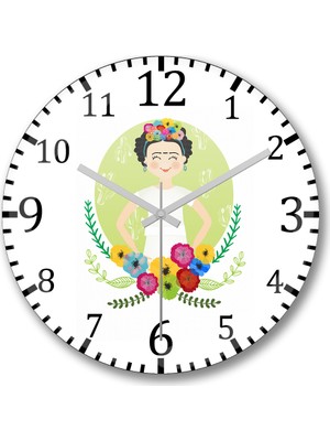 Baskı Dükkanı Frida Gülümseme Duvar Saati Bombeli Gercek Cam