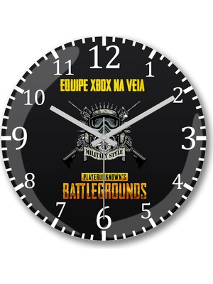 Baskı Dükkanı Equipe Xbox Na Veia Battlegrounds Duvar Saati Bombeli Gercek Cam