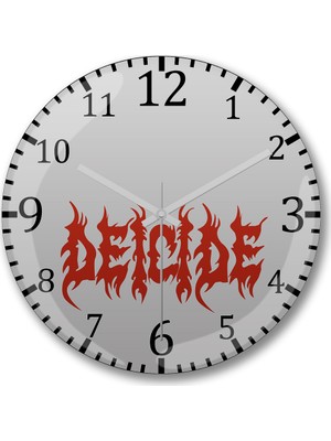 Baskı Dükkanı Deicide Logo Duvar Saati Bombeli  Gercek Cam