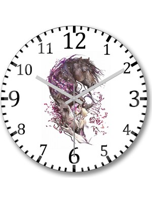 Baskı Dükkanı Cavalo E O Homem  Duvar Saati Bombeli Gercek Cam