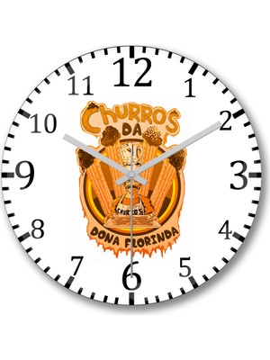Baskı Dükkanı Churros da Dona Florinda  Duvar Saati Bombeli Gercek Cam