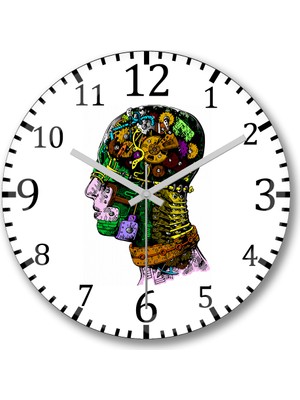 Baskı Dükkanı A Maquina Duvar Saati Bombeli Gercek Cam