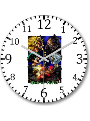 Baskı Dükkanı All Might vs All For One Duvar Saati Bombeli Gercek Cam
