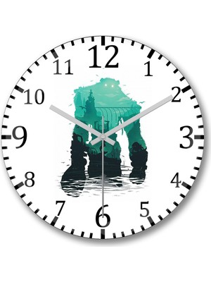 Baskı Dükkanı Shadow Of The  Colossus  Duvar Saati Bombeli Gercek Cam