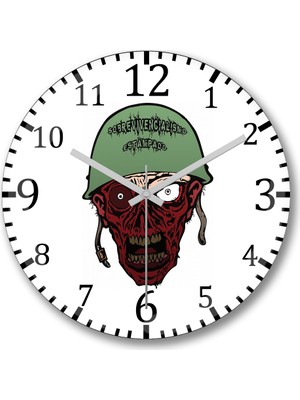 Baskı Dükkanı Sobrevivente Zumbi Duvar Saati Bombeli Gercek Cam