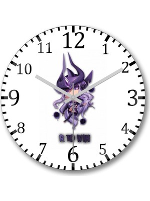 Baskı Dükkanı Syndra R to Win Lol  Duvar Saati Bombeli Gercek Cam