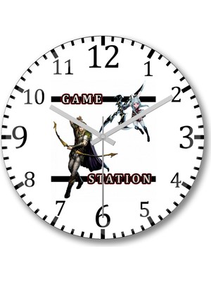 Baskı Dükkanı Game  Station  Duvar Saati Bombeli Gercek Cam