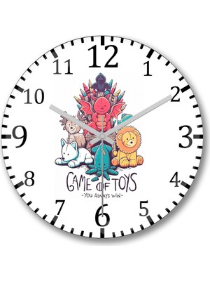 Baskı Dükkanı Game Of Toys Duvar Saati Bombeli Gercek Cam