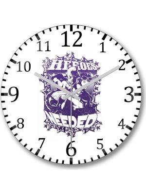 Baskı Dükkanı Heroes Needed Duvar Saati Bombeli Gercek Cam