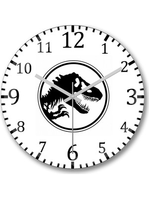 Baskı Dükkanı Jurassic Duvar Saati Bombeli Gercek Cam