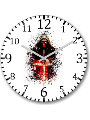 Baskı Dükkanı Kylo Ren Star Wars Duvar Saati Bombeli Gercek Cam
