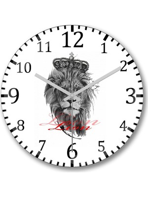 Baskı Dükkanı Lion Natureza Duvar Saati Bombeli Gercek Cam