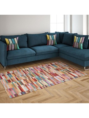 Exclusive Toprak Dijital Halı Stacy Geometrik Çok Renkli