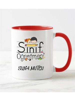 Nil Hediye Sınıf Öğretmeni Kupa Bardak Kırmızı