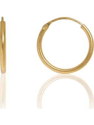 Ninova Silver Halka Model Altın Kaplama Gümüş Italyan Minimal Küpe