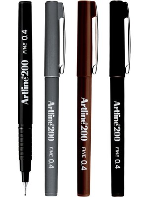 Artline 200 Fine Yazı ve Çizim Kalemi Soğuk Renkler 0.4 mm  4'lü