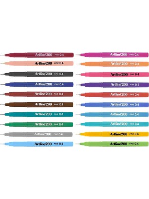 Artline 200 Fine 0.4 Mm Ince Uçlu Yazı Ve Çizim Kalemi 20'li Set
