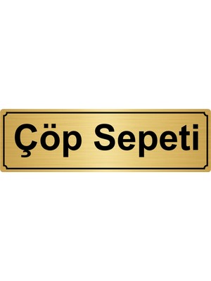 Özarslan DizaynÇöp Sepeti Yönlendirme Levhası 10 x 20 cm Altın Renk Metal