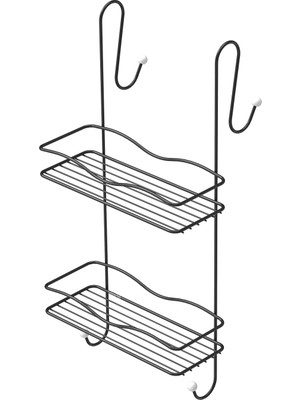 Tekno-tel IKİ KATLI DUŞAKABİN BANYO RAFI MAT SİYAH BK062