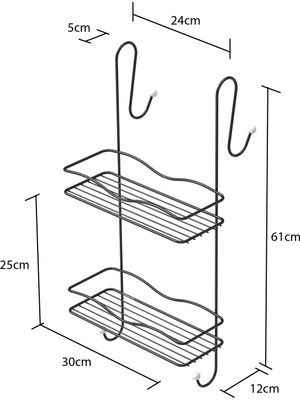 Tekno-tel IKİ KATLI DUŞAKABİN BANYO RAFI MAT SİYAH BK062