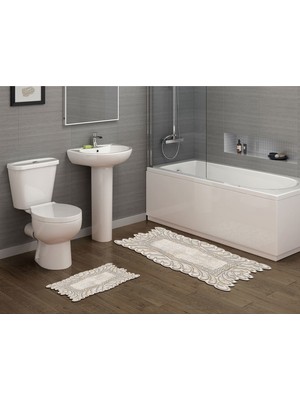 Alanur Home Yıldız Özel Kesim Yıkanabilir Kaymaz Taban 2'li Paspas Seti Klozet Takımı