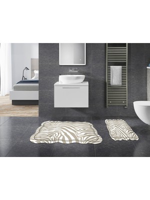 Alanur Home Leylak Özel Kesim Yıkanabilir Kaymaz Taban 2'li Paspas Seti Klozet Takımı