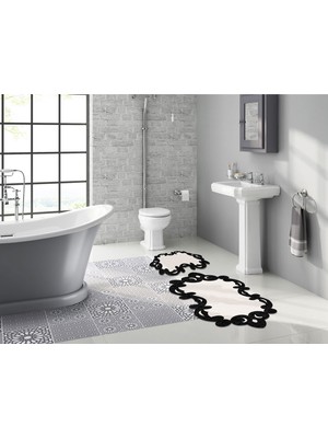 Alanur Home Papatya Özel Kesim Yıkanabilir Kaymaz Taban 2'li Paspas Seti Klozet Takımı