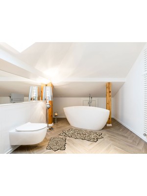 Alanur Home Kolyos Özel Kesim Yıkanabilir Kaymaz Taban 2'li Paspas Seti Klozet Takımı